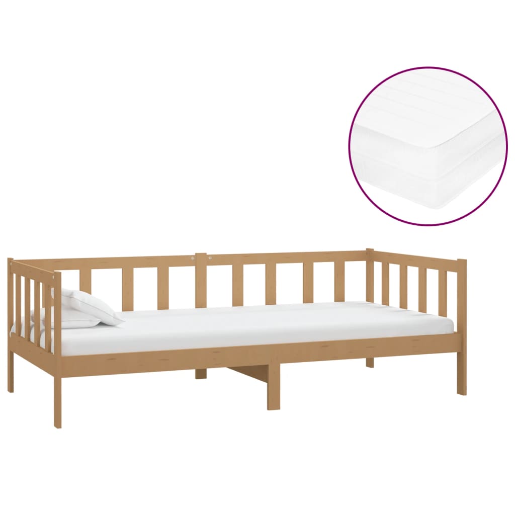 Divano Letto con Materasso 90x200 cm ambra in Legno di Pino | homemem39