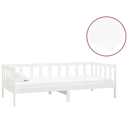 Divano Letto con Materasso 90x200 cm Bianco in Legno di Pino | homemem39