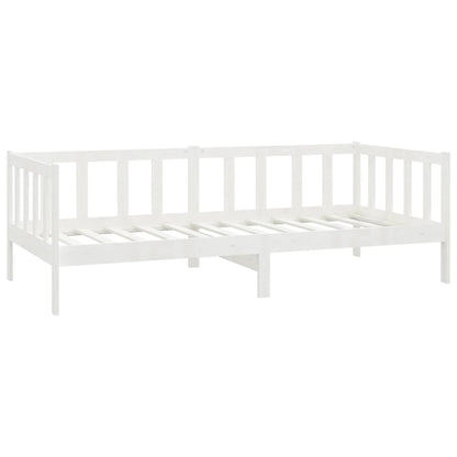 Divano Letto con Materasso 90x200 cm Bianco in Legno di Pino | homemem39