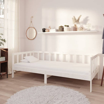 Divano Letto con Materasso 90x200 cm Bianco in Legno di Pino | homemem39
