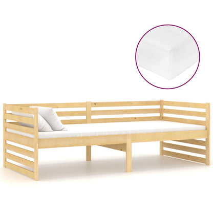 Divano Letto con Materasso 90x200 cm Legno Massello di Pino