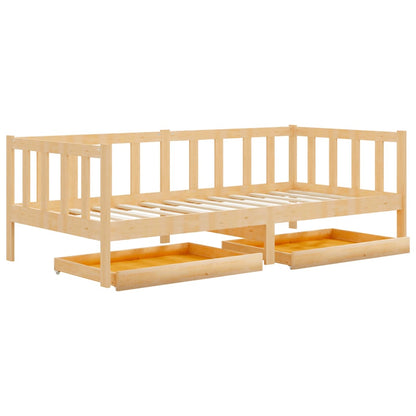 Divano Letto con Cassetti 90x200 cm Legno Massello di Pino