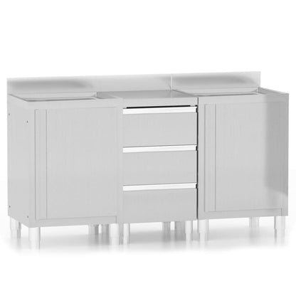 Mobili da cucina commerciali 3 pz in acciaio inox - homemem39