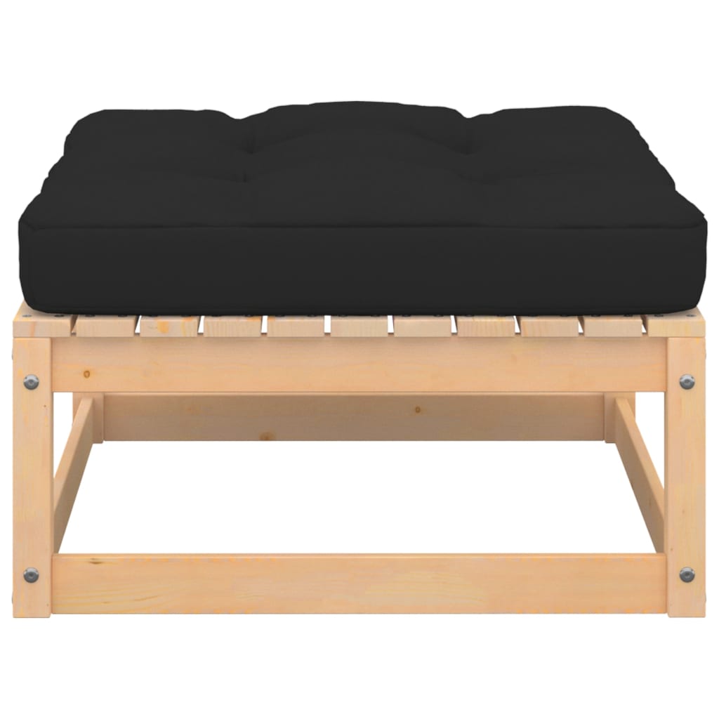 Poggiapiedi da Giardino con Cuscini 2 pz Legno Massello di Pino - homemem39