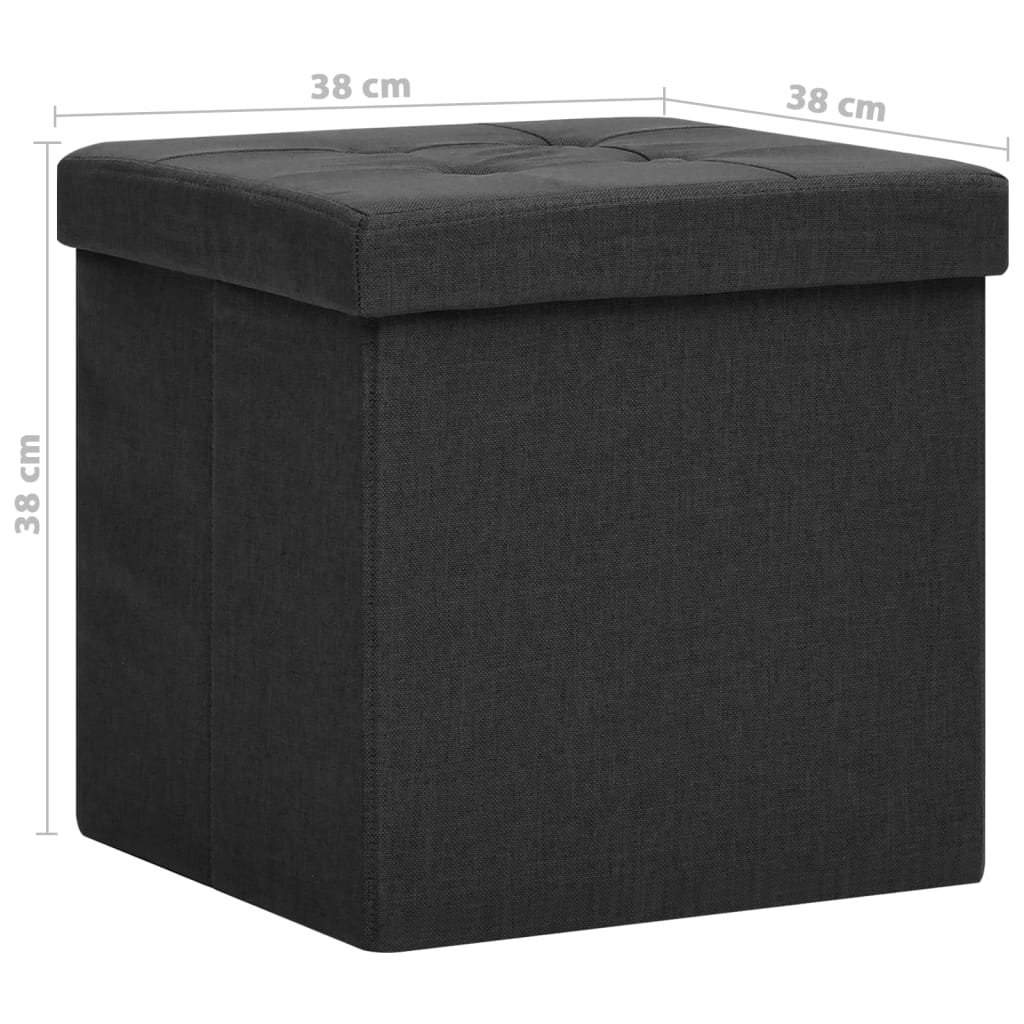 Sgabello con Contenitore Pieghevole Nero in Simil Lino | homemem39