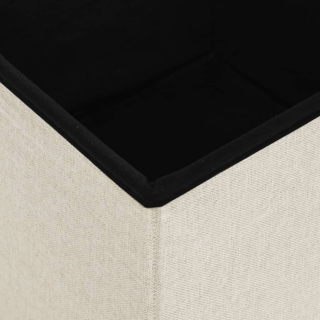 Sgabello con Contenitore Pieghevole Bianco Crema in Simil Lino - homemem39