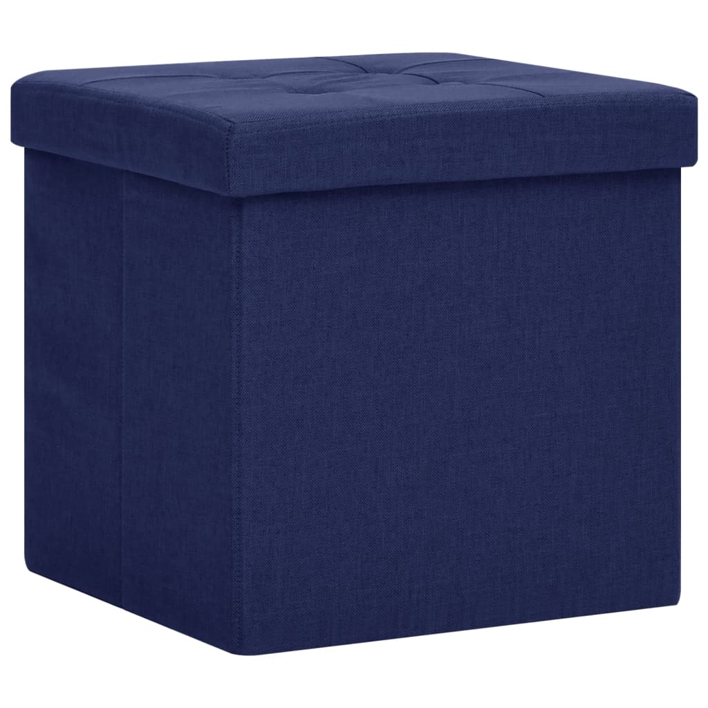 Sgabelli con Contenitore Pieghevoli 2 pz Blu in Simil Lino | homemem39