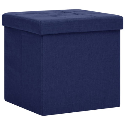 Sgabelli con Contenitore Pieghevoli 2 pz Blu in Simil Lino | homemem39