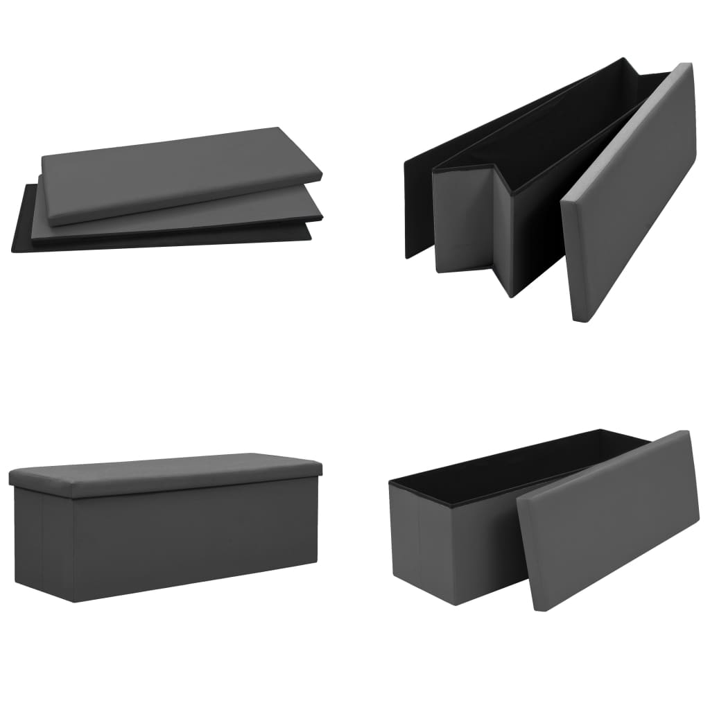 Panca Portaoggetti Pieghevole Grigia in PVC | homemem39