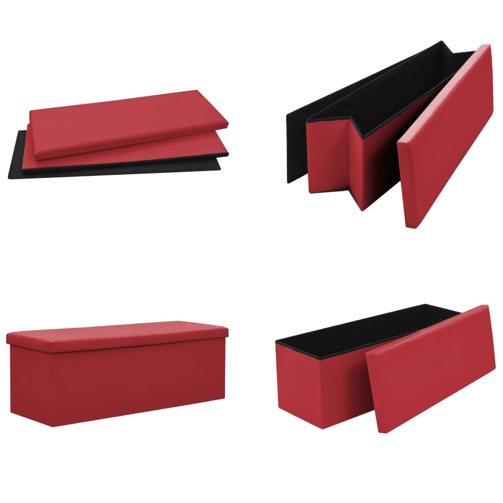 Panca Portaoggetti Pieghevole Rosso Vino in PVC | homemem39