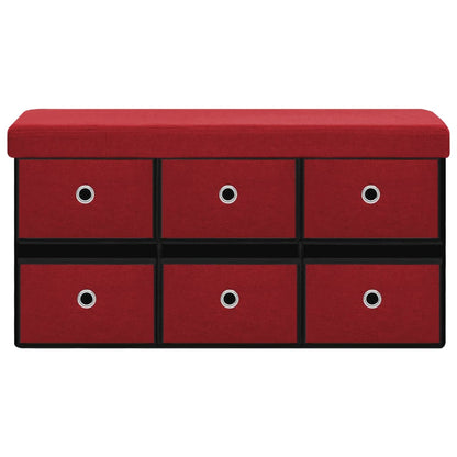 Cassapanca Pieghevole Rosso Vino 76x38x38 cm in Simil Lino | homemem39