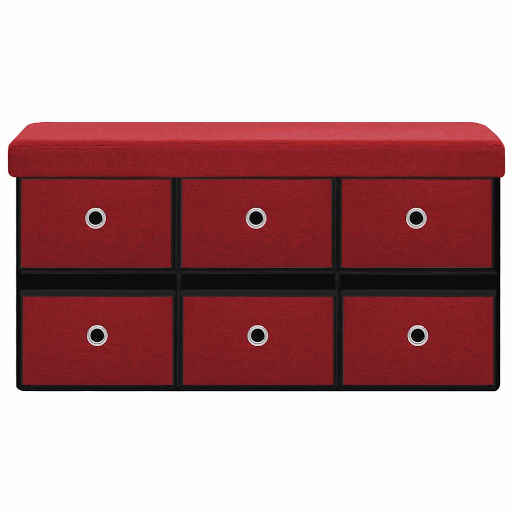 Cassapanca Pieghevole Rosso Vino 76x38x38 cm in Simil Lino