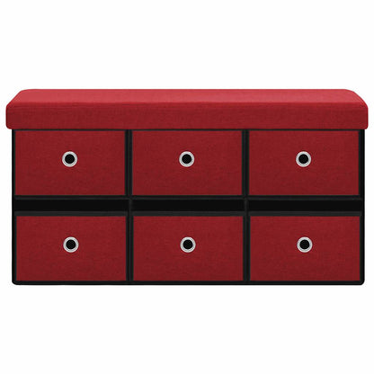 Cassapanca Pieghevole Rosso Vino 76x38x38 cm in Simil Lino