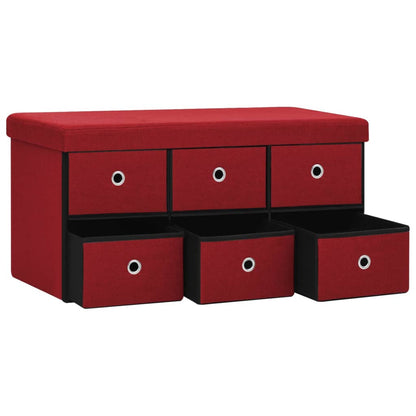 Cassapanca Pieghevole Rosso Vino 76x38x38 cm in Simil Lino | homemem39