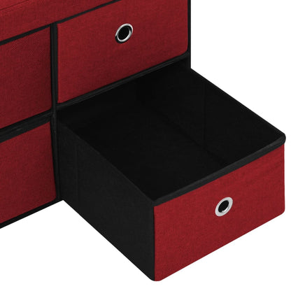 Cassapanca Pieghevole Rosso Vino 76x38x38 cm in Simil Lino | homemem39