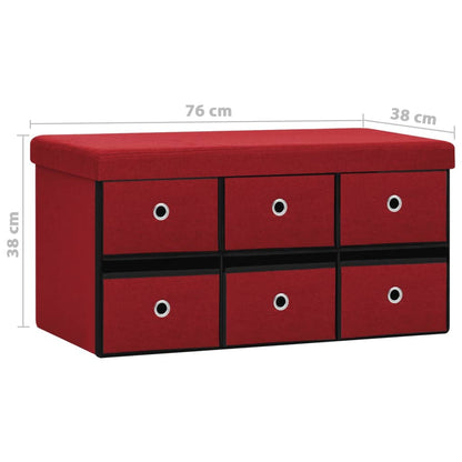 Cassapanca Pieghevole Rosso Vino 76x38x38 cm in Simil Lino | homemem39