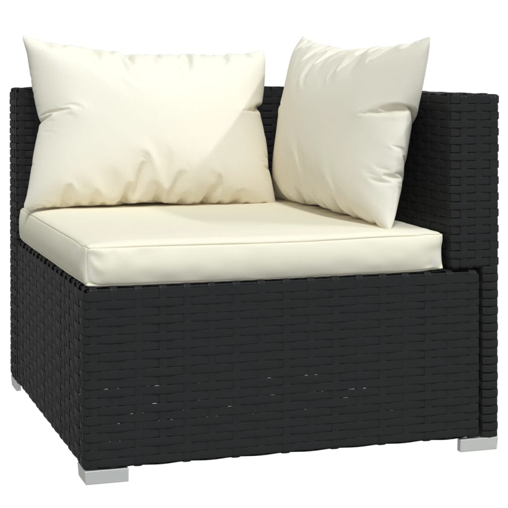 Set Divani da Giardino 4 pz con Cuscini Nero in Polyrattan | homemem39