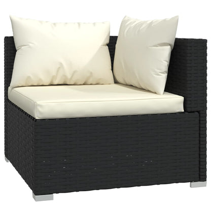 Set Divani da Giardino 4 pz con Cuscini Nero in Polyrattan | homemem39