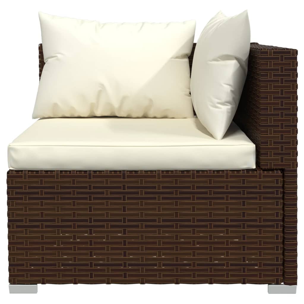 Set Divani da Giardino 3 pz con Cuscini in Polyrattan Marrone - homemem39