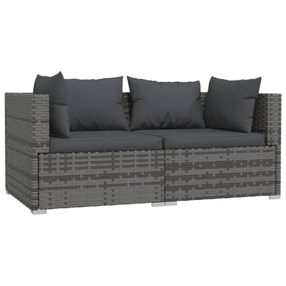 Set Divani da Giardino 3 pz con Cuscini in Polyrattan Grigio | homemem39