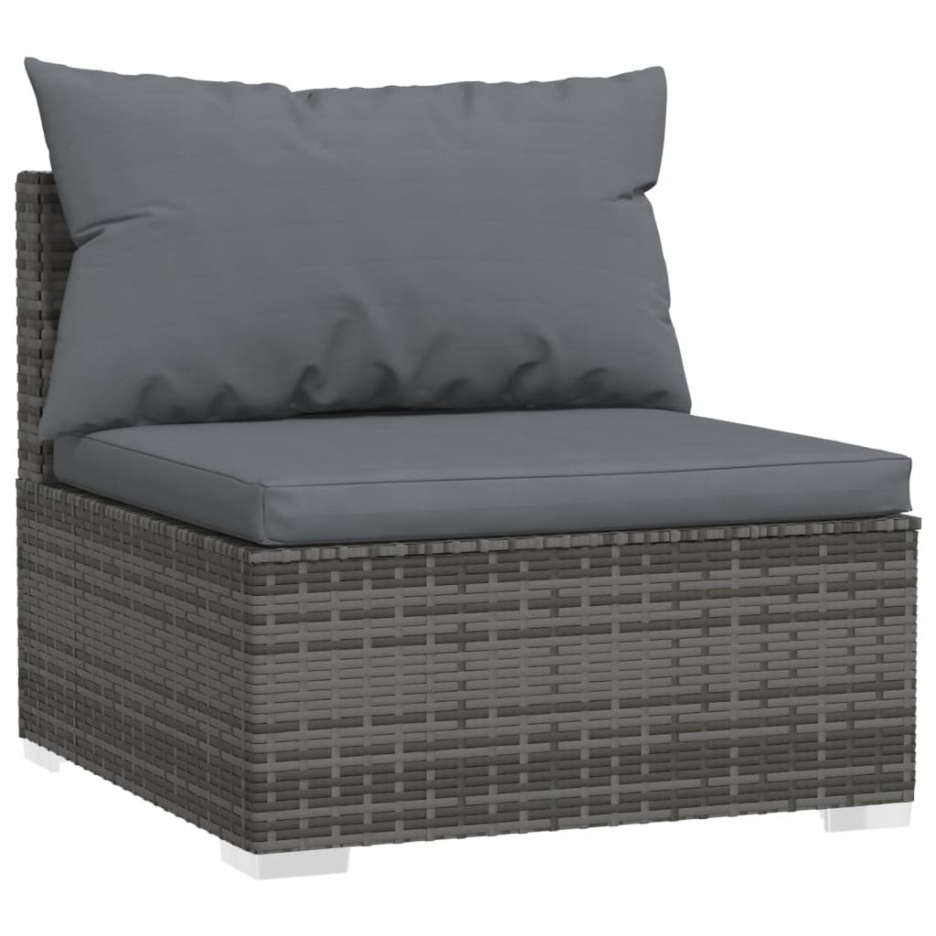 Divano a 3 Posti con Cuscini in Polyrattan Grigio | homemem39