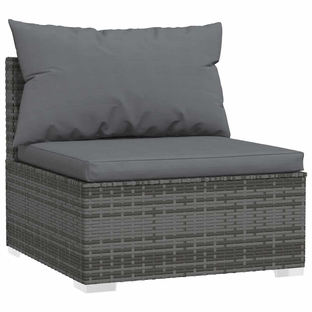 Set Divani da Giardino 4 pz con Cuscini in Polyrattan Grigio | homemem39