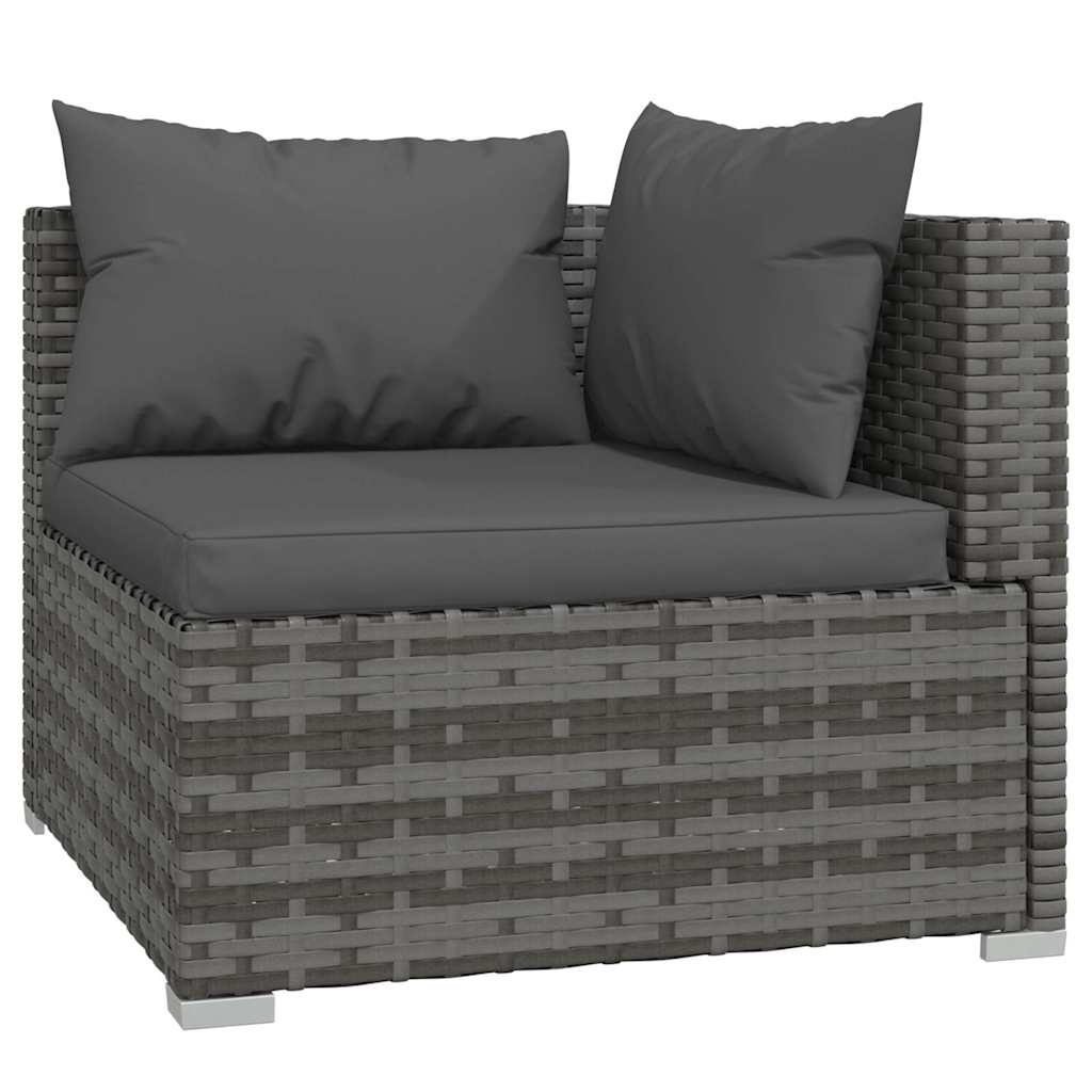 Set Divani da Giardino 4 pz con Cuscini in Polyrattan Grigio | homemem39