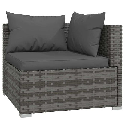 Set Divani da Giardino 4 pz con Cuscini in Polyrattan Grigio | homemem39