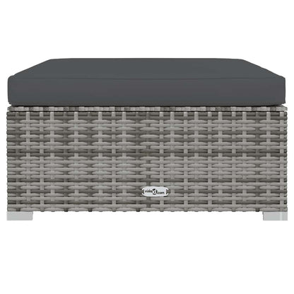 Poggiapiedi Giardino con Cuscino Grigio 70x70x30 cm Polyrattan - homemem39