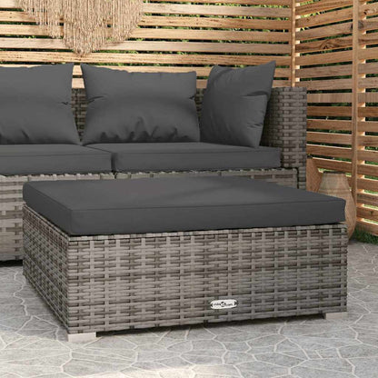 Poggiapiedi Giardino con Cuscino Grigio 70x70x30 cm Polyrattan - homemem39