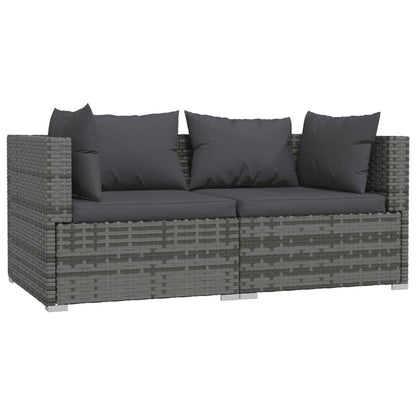 Set Divani da Giardino 3 pz con Cuscini in Polyrattan Grigio - homemem39