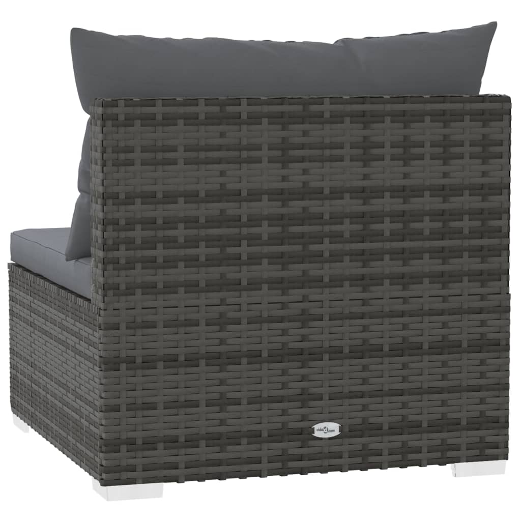 Divano a 3 Posti con Cuscini in Polyrattan Grigio - homemem39