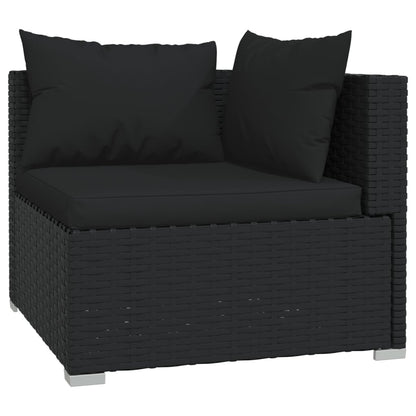 Set Divani da Giardino 3 pz con Cuscini in Polyrattan Nero | homemem39