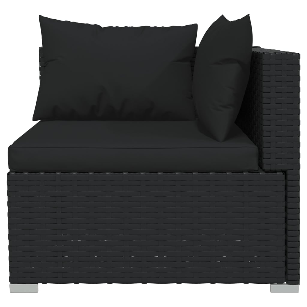 Set Divani da Giardino 3 pz con Cuscini in Polyrattan Nero | homemem39