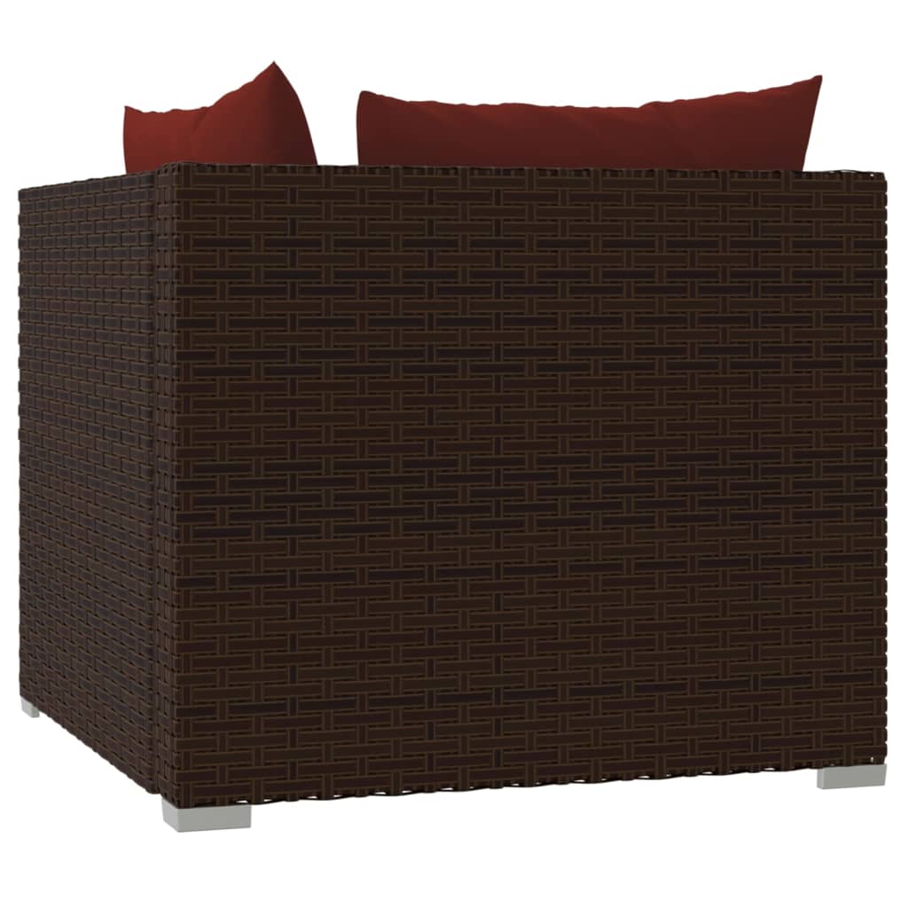 Divano a 2 Posti con Cuscini in Polyrattan Marrone | homemem39