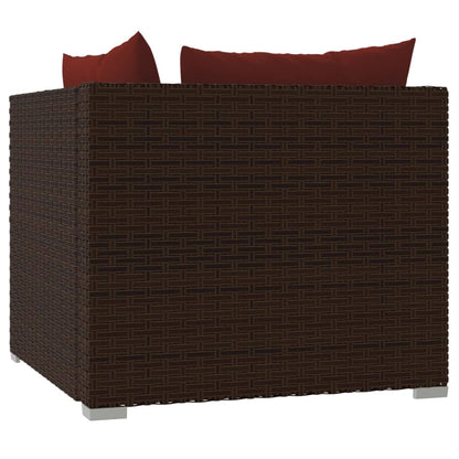 Divano a 2 Posti con Cuscini in Polyrattan Marrone | homemem39
