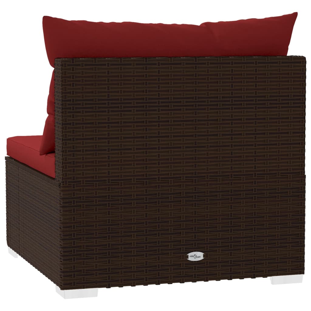Divano a 4 Posti con Cuscini in Polyrattan Marrone | homemem39