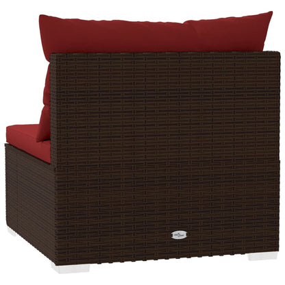 Divano a 4 Posti con Cuscini in Polyrattan Marrone | homemem39