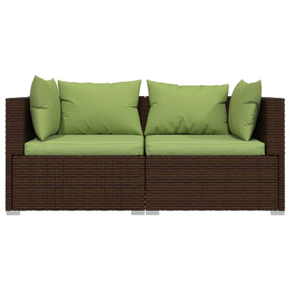 Divano a 2 Posti con Cuscini in Polyrattan Marrone | homemem39