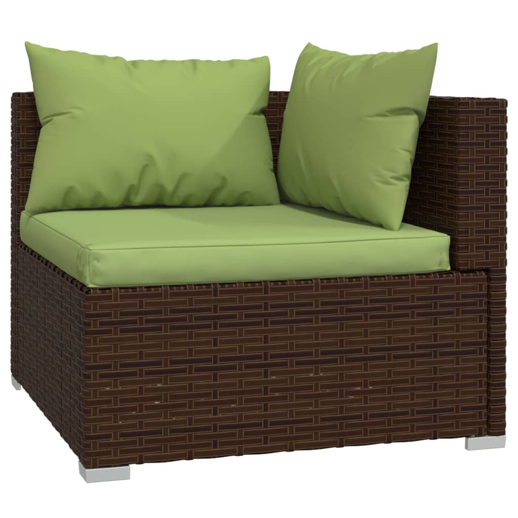 Divano a 2 Posti con Cuscini in Polyrattan Marrone | homemem39
