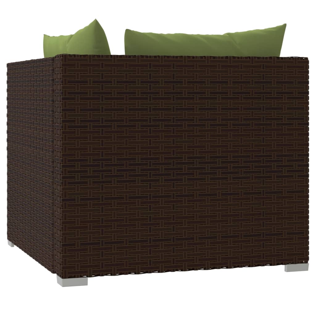 Divano a 2 Posti con Cuscini in Polyrattan Marrone | homemem39