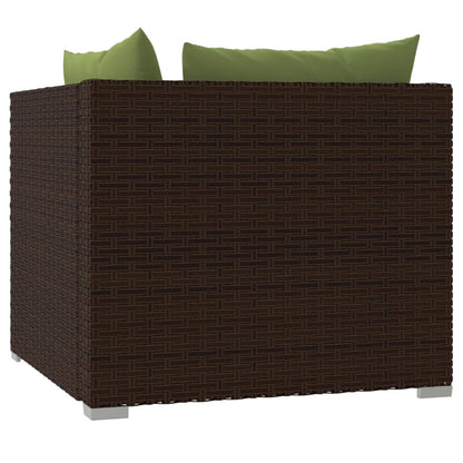 Divano a 2 Posti con Cuscini in Polyrattan Marrone | homemem39