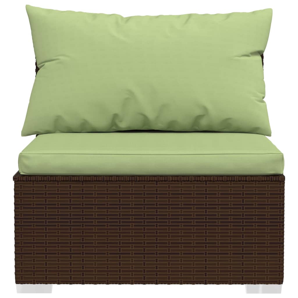 Divano a 4 Posti con Cuscini in Polyrattan Marrone | homemem39