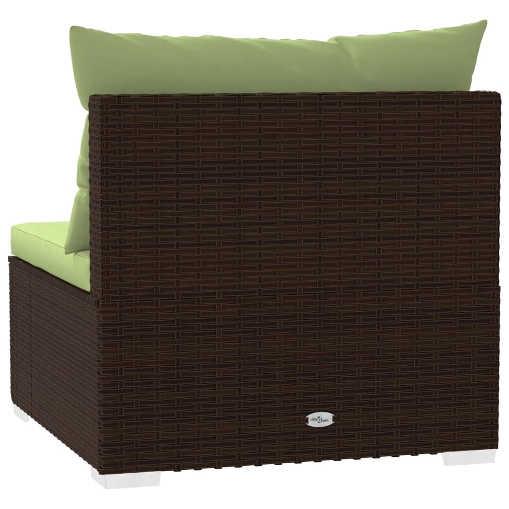 Divano a 4 Posti con Cuscini in Polyrattan Marrone | homemem39