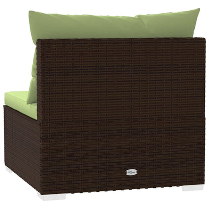 Divano a 4 Posti con Cuscini in Polyrattan Marrone | homemem39