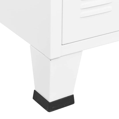 Credenza Bianca Industriale 105x35x62 cm in Metallo e Vetro