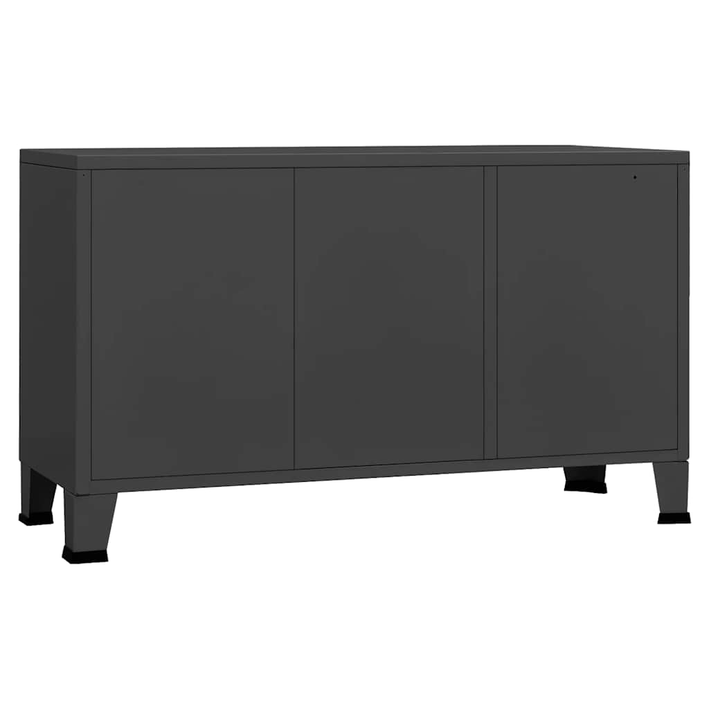 Credenza Antracite Industriale 105x35x62 cm in Metallo e Vetro | homemem39
