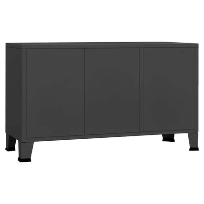 Credenza Antracite Industriale 105x35x62 cm in Metallo e Vetro | homemem39