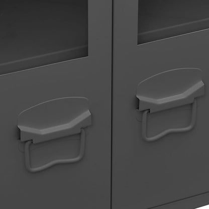 Credenza Antracite Industriale 105x35x62 cm in Metallo e Vetro | homemem39