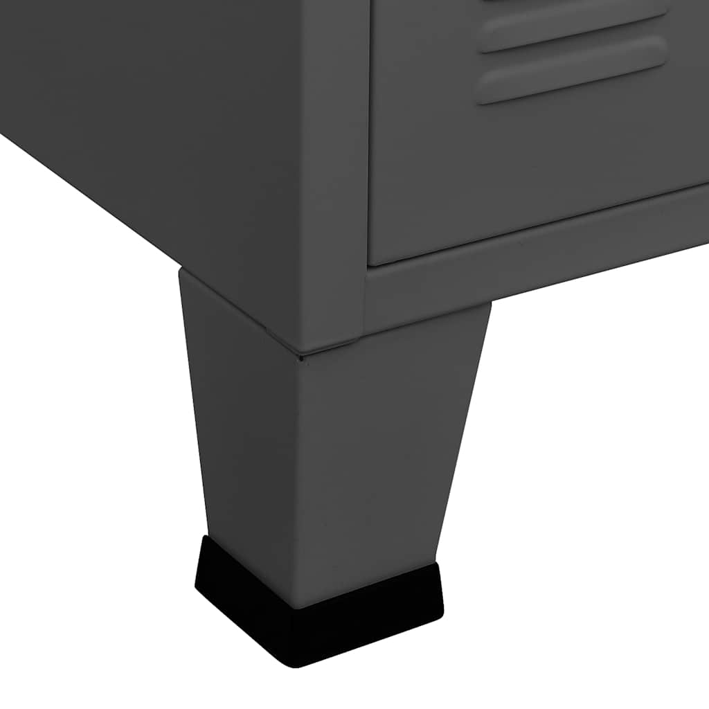 Credenza Antracite Industriale 105x35x62 cm in Metallo e Vetro | homemem39
